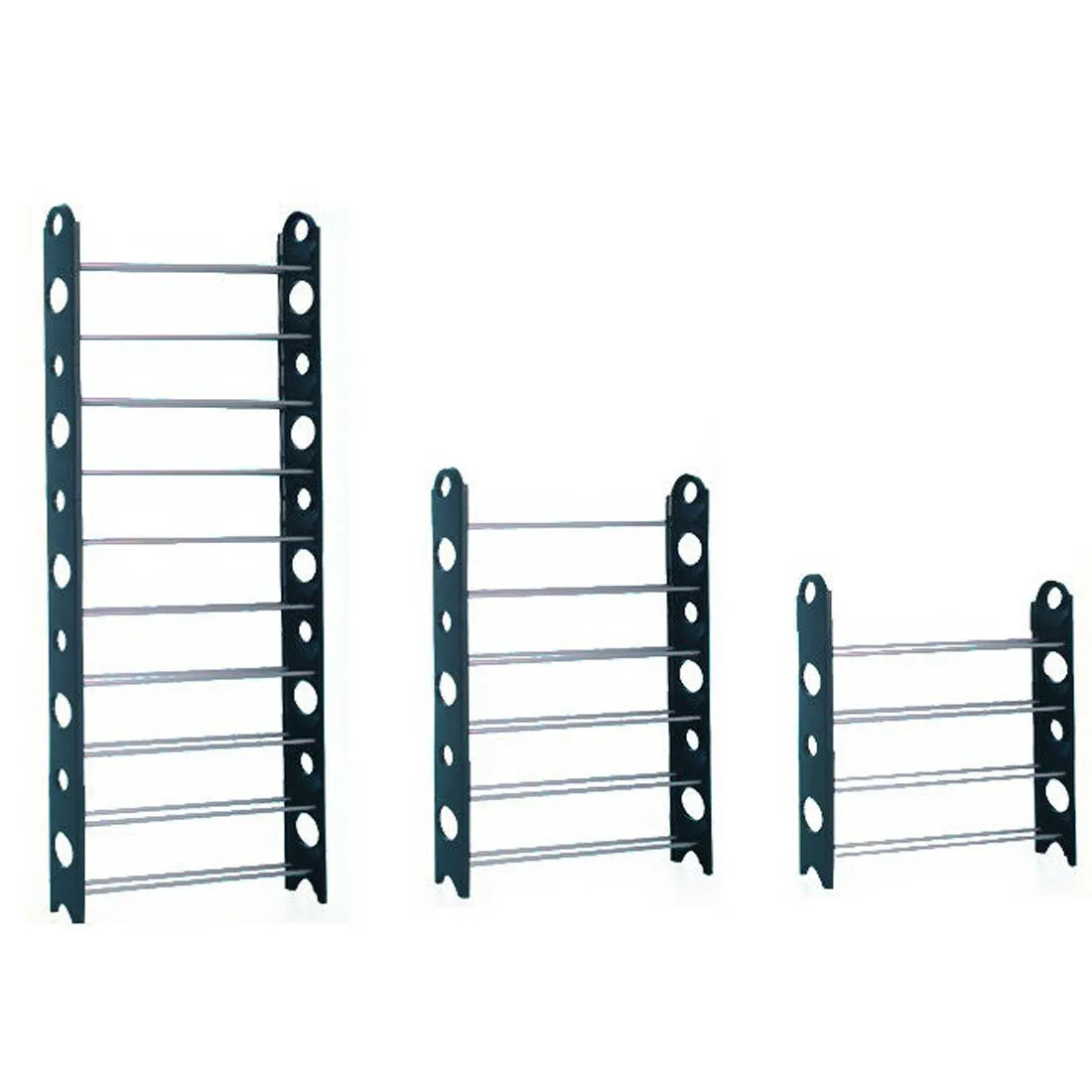 10 Tier Black Shoe Stackable Storage Rack - Capacity for 30 Pairs Shoes