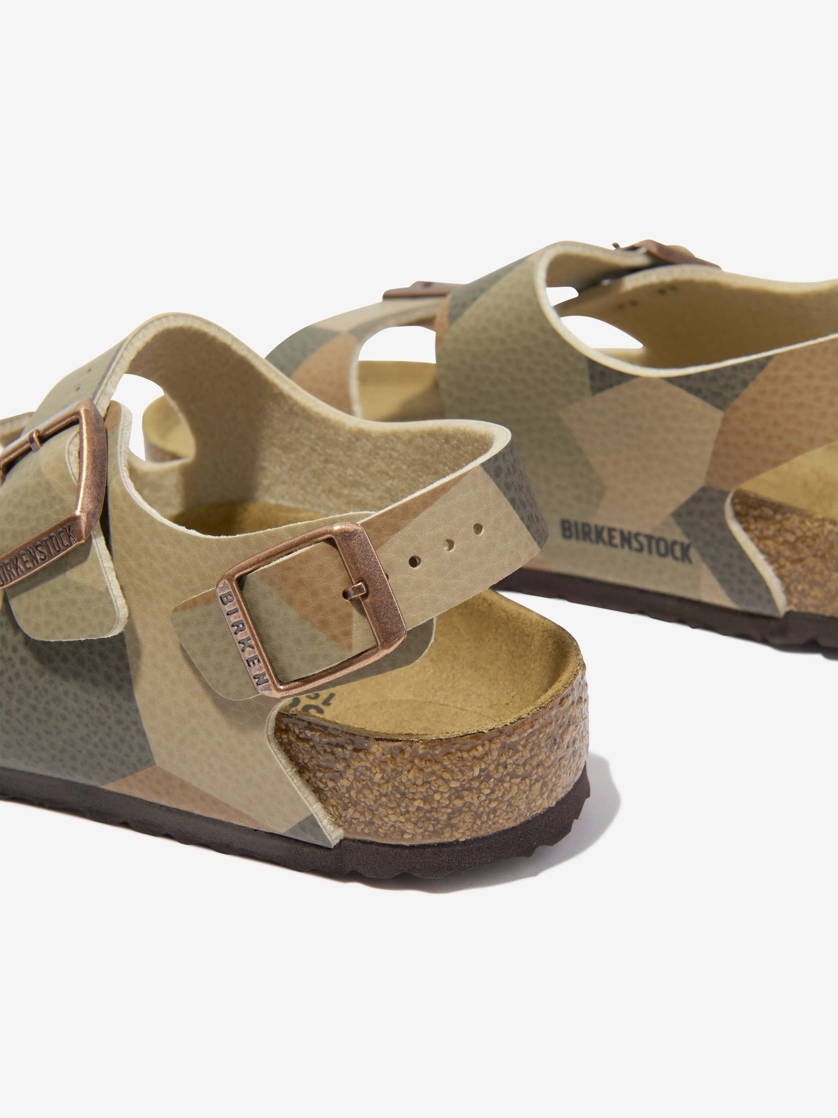 BIRKENSTOCK Boys Milano Geometric Camo Sandals in Brown