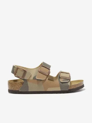 BIRKENSTOCK Boys Milano Geometric Camo Sandals in Brown