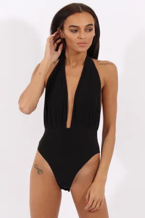 Black halterneck Bodysuit- Isla