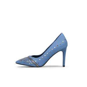 Bling Denim Pointed Toe Pumps