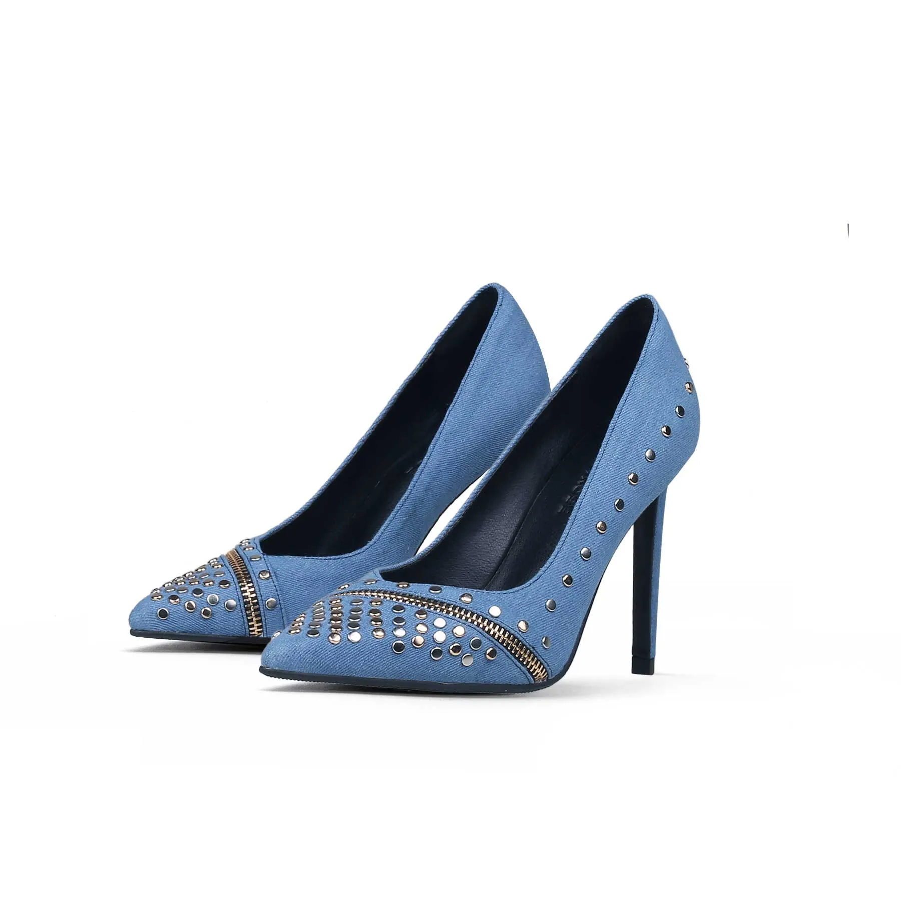 Bling Denim Pointed Toe Pumps