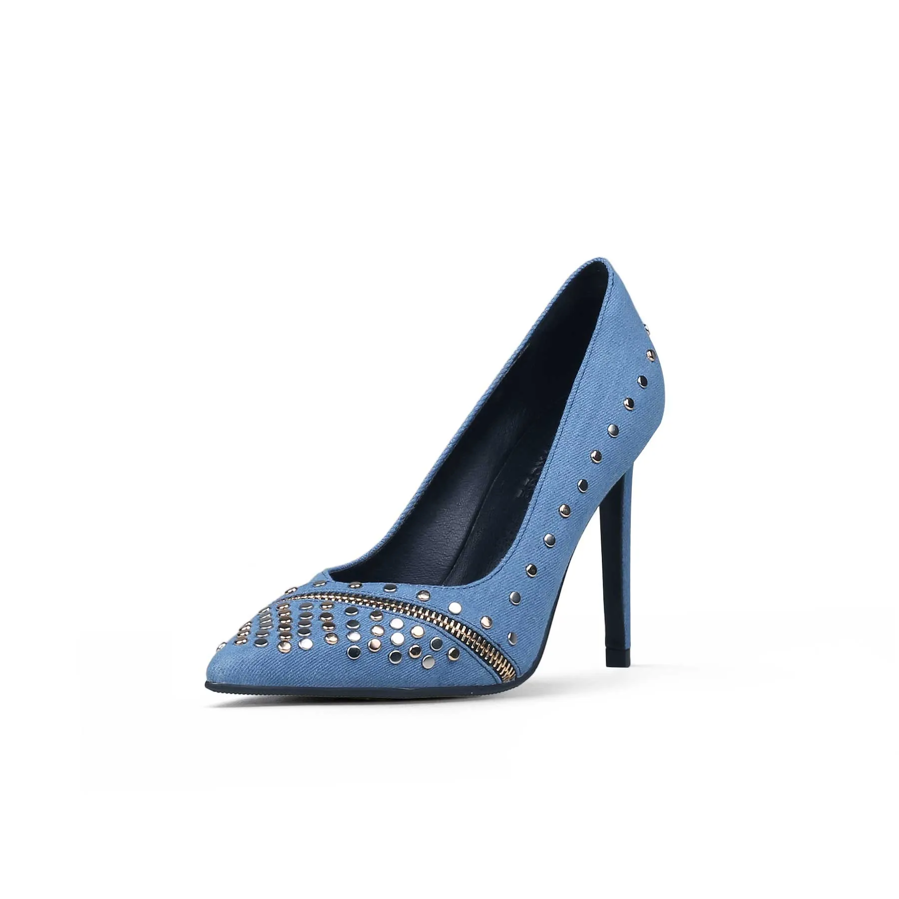 Bling Denim Pointed Toe Pumps