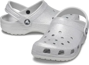 Classic Glitter Clog Crocs, Silver Glitter