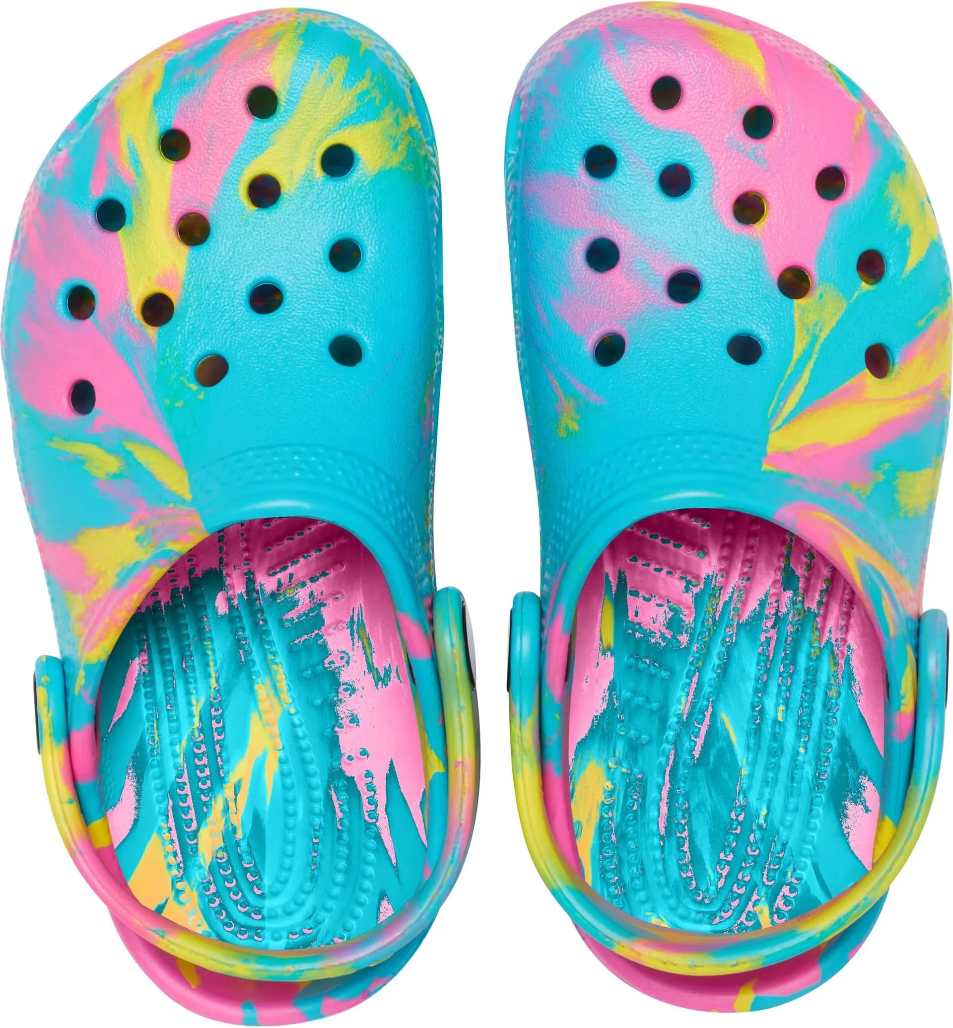 Classic Marbled Tie-Dye Clog Crocs, Digital Aqua/Multi