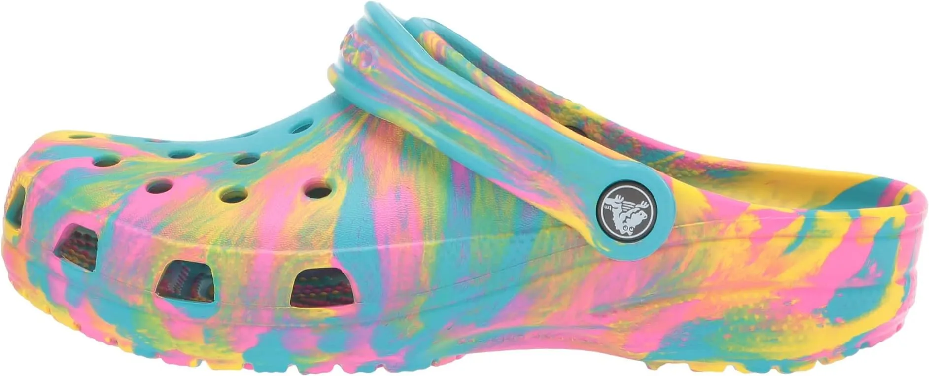 Classic Marbled Tie-Dye Clog Crocs, Digital Aqua/Multi