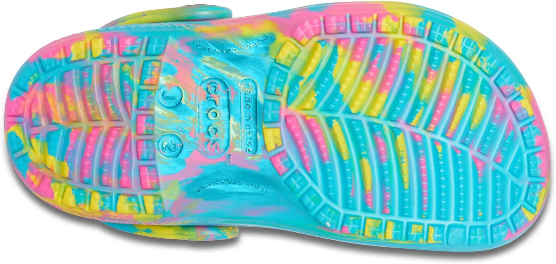 Classic Marbled Tie-Dye Clog Crocs, Digital Aqua/Multi