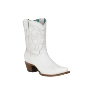 Corral Women's Embroidered White Snip Toe Ankle Boots