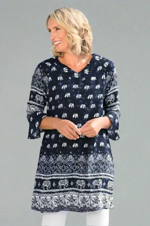 Elephant Border Print Tunic Top