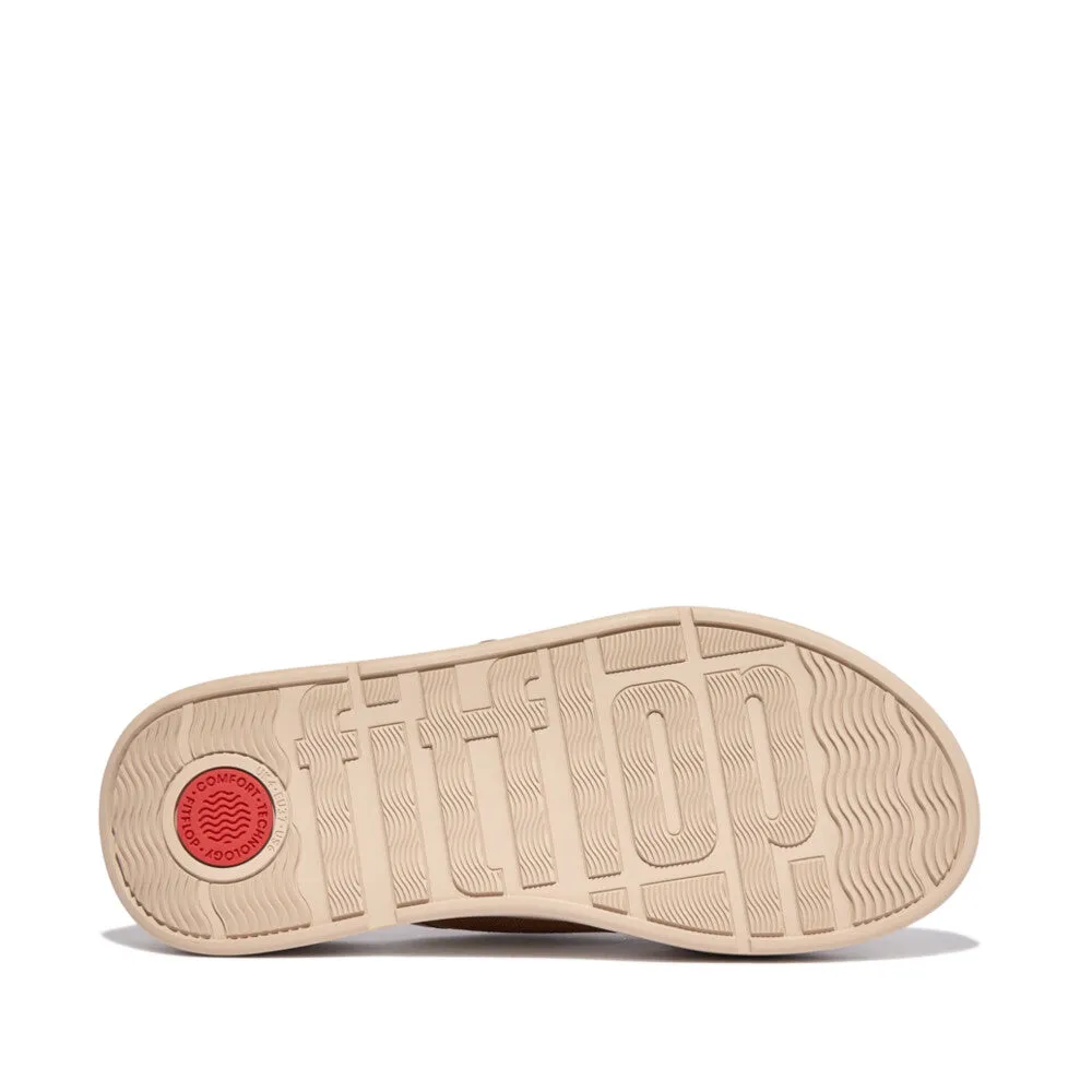 FitFlop F-Mode Flatform Cross Slides Canvas Sandals - Latte Tan