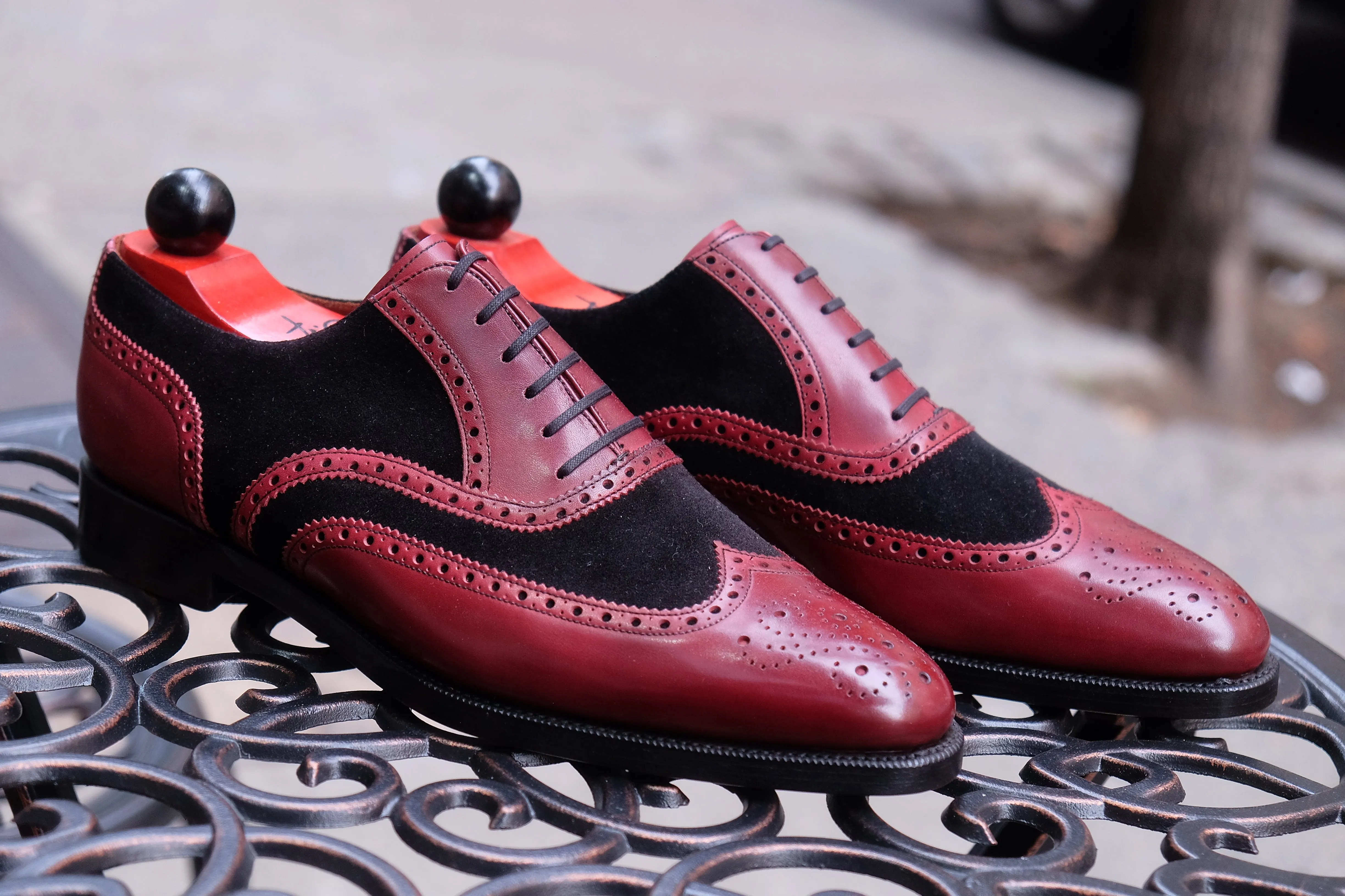 Kitsap - MTO - Burgundy Calf / Black Suede - TMG Last - City Rubber Leather Sole