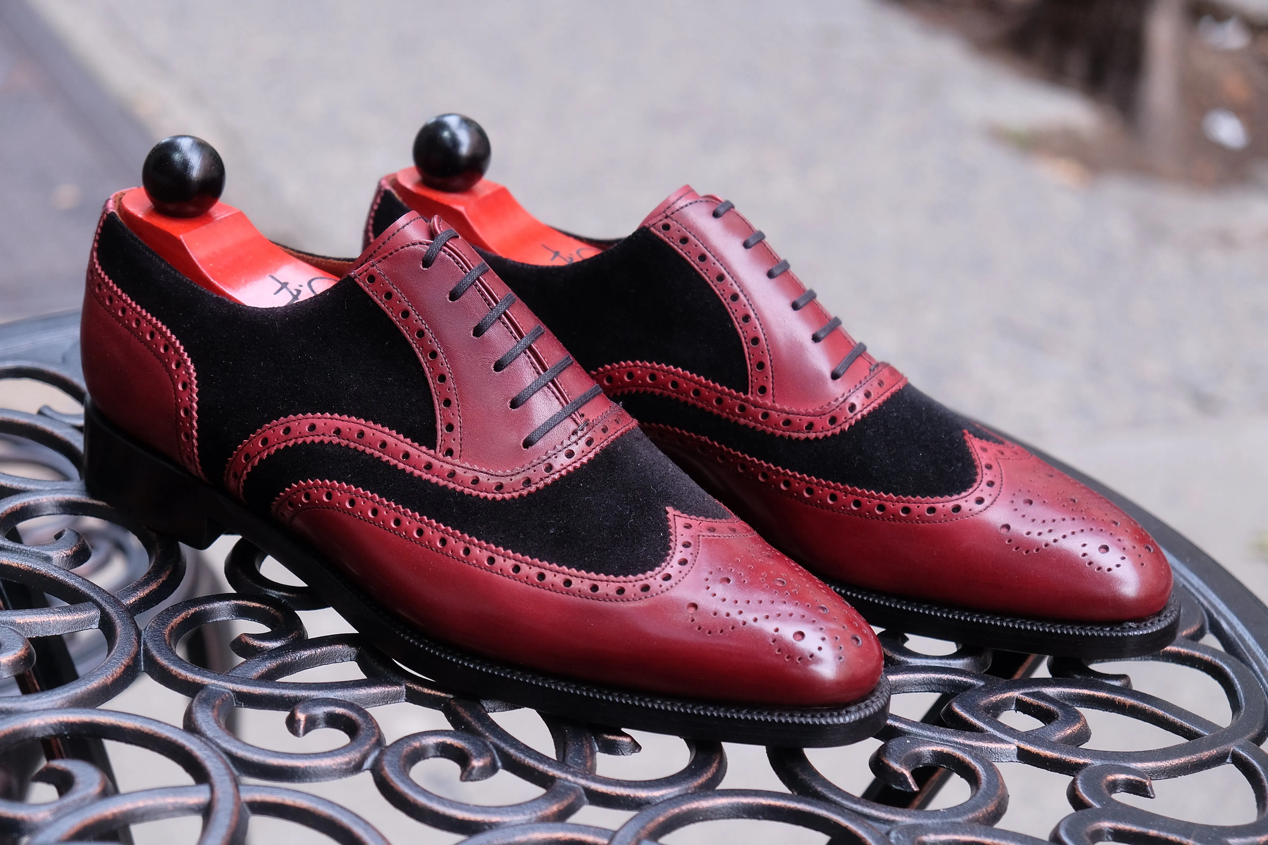 Kitsap - MTO - Burgundy Calf / Black Suede - TMG Last - City Rubber Leather Sole