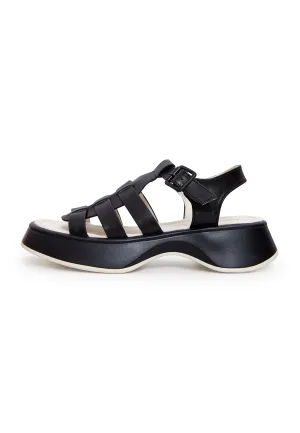 Leather Platform Sandals Joanna - Black