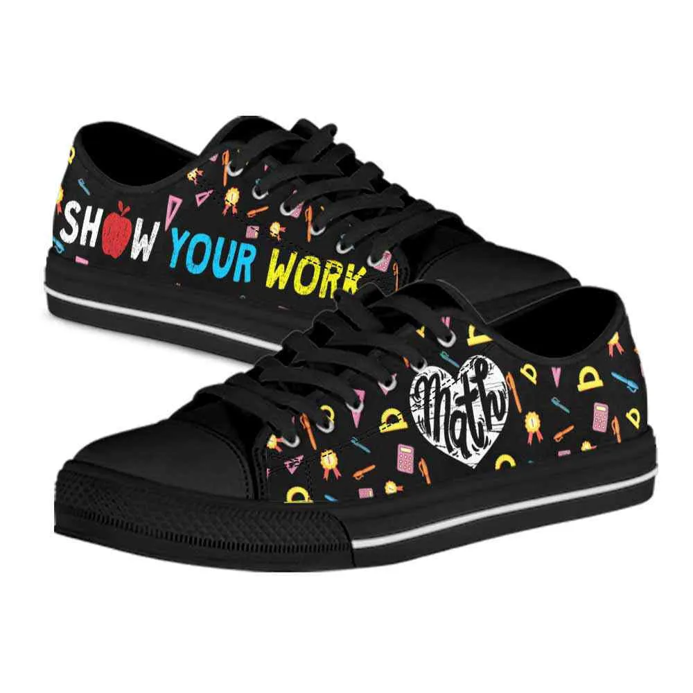 Math Teacher Math Pattern Show Your Work Low Top Shoes, Teacher Shoes, Low Top Sneakers