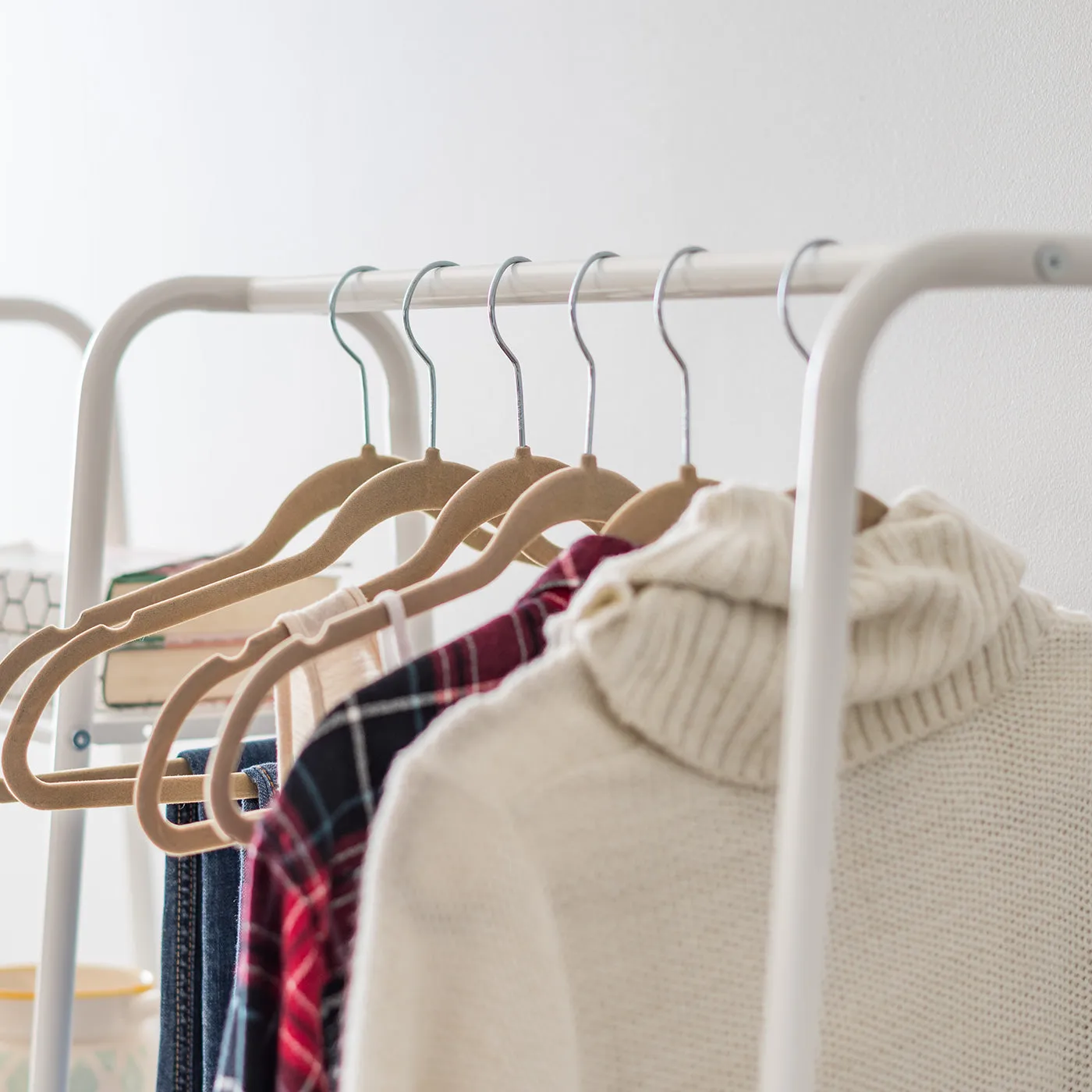 Metal Garment Rack with Metal Mesh Shelves