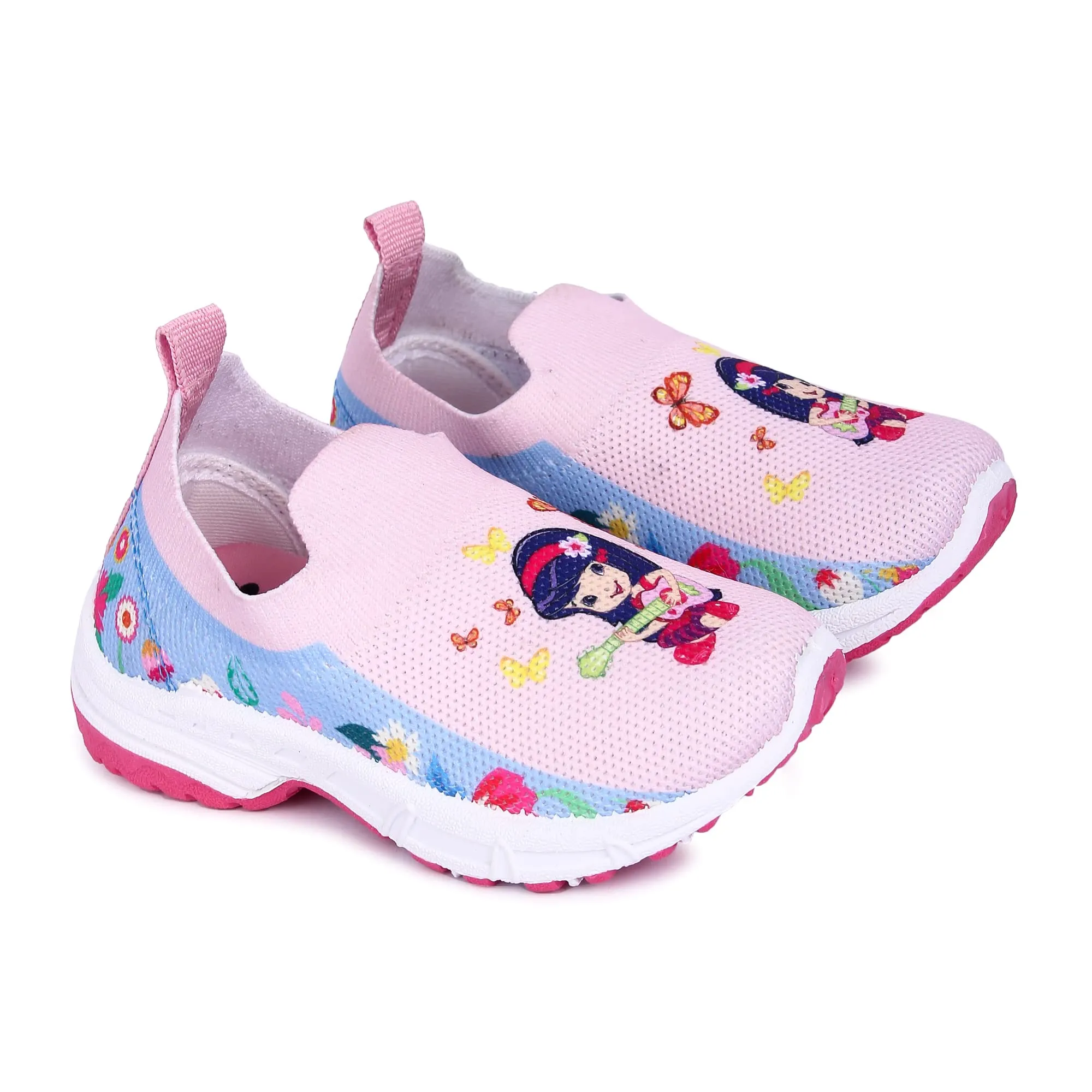 Myau Stretchable Knitted Upper Digital Printed Breathable Sweat Absorbent Fabric Shoes, Perfect for Summer (Sky/Pink, Numeric_10)