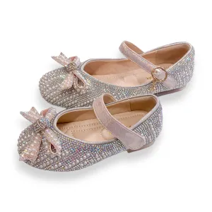 Pearl & Rhinestone Flat Shoes - Pink