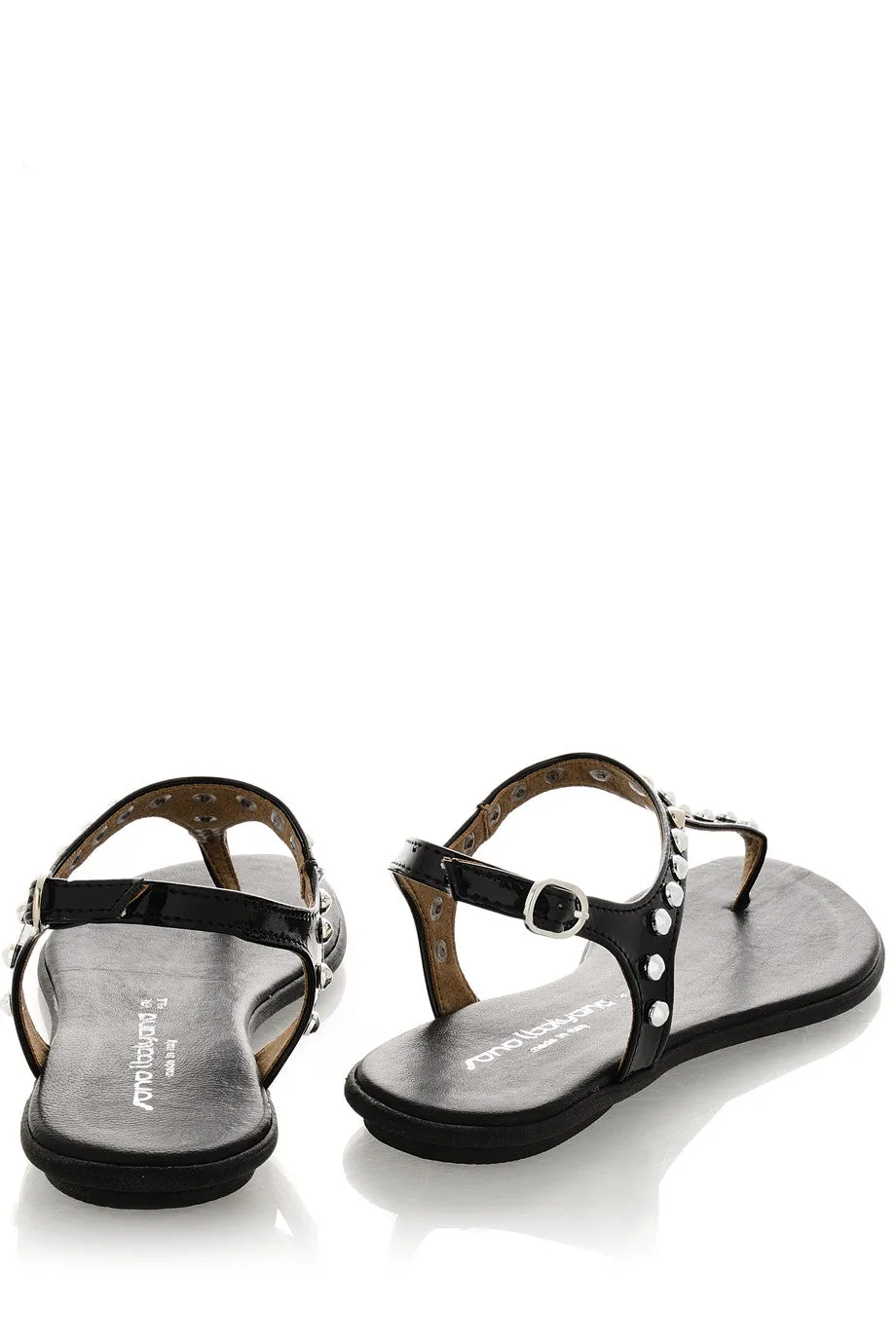 REBEKAH Black Studded Sandals