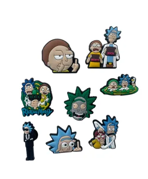 Rick & Morty  Cartoon Croc Charms Shoe Charms Decorations 8pcs Set