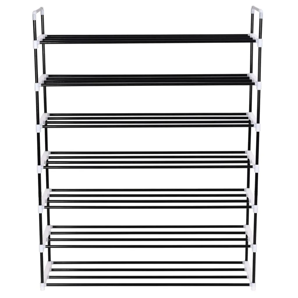 Shoe Rack with 7 Shelves Metal and Plastic Black