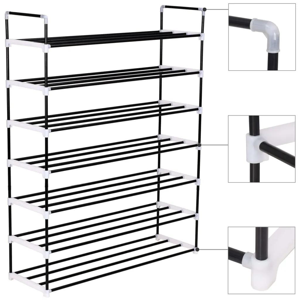 Shoe Rack with 7 Shelves Metal and Plastic Black