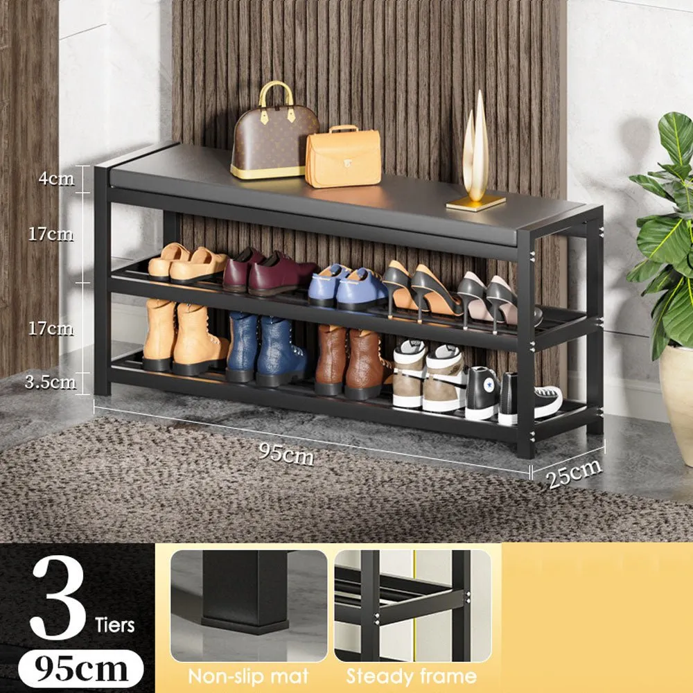 Sturdy Steel Multi-layer Shoe Rack with Bench Entryway Shoe Storage Organizer