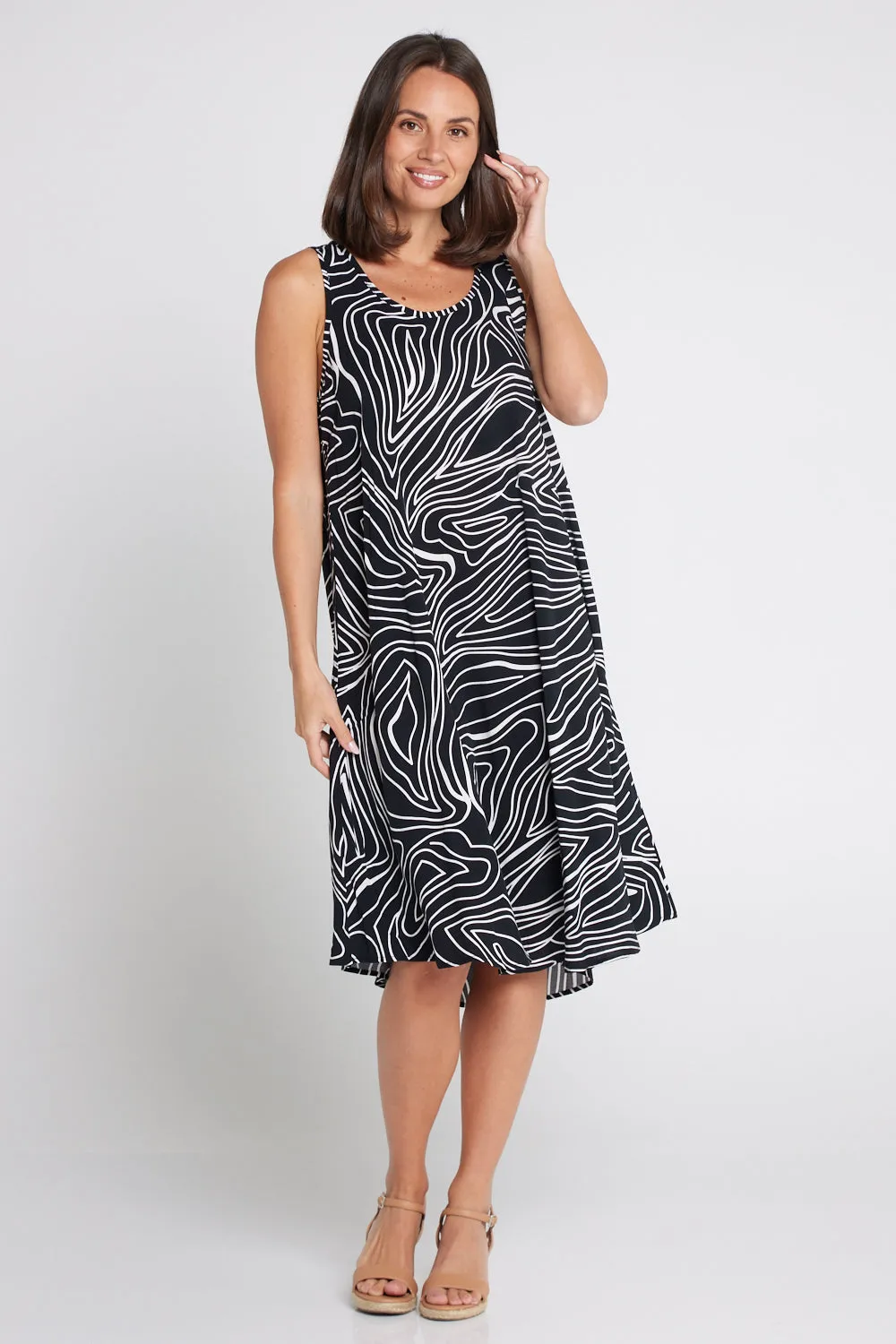 Susie Dress - Black/White Swirl