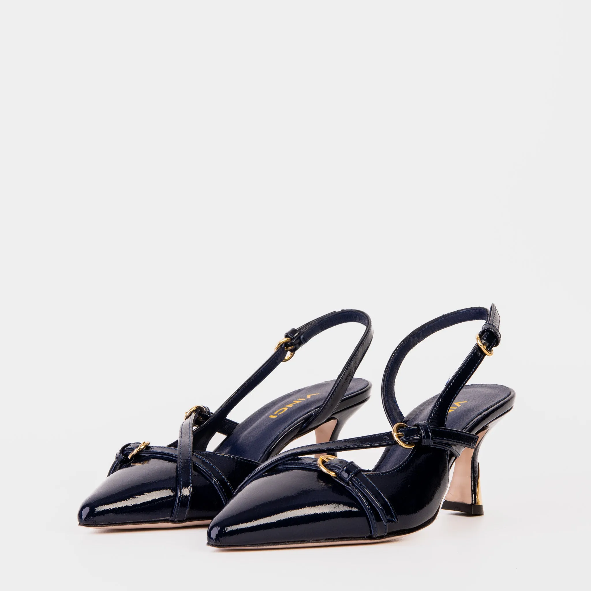 The Atlantic Navy Blue Leather Slingback Women Sandal