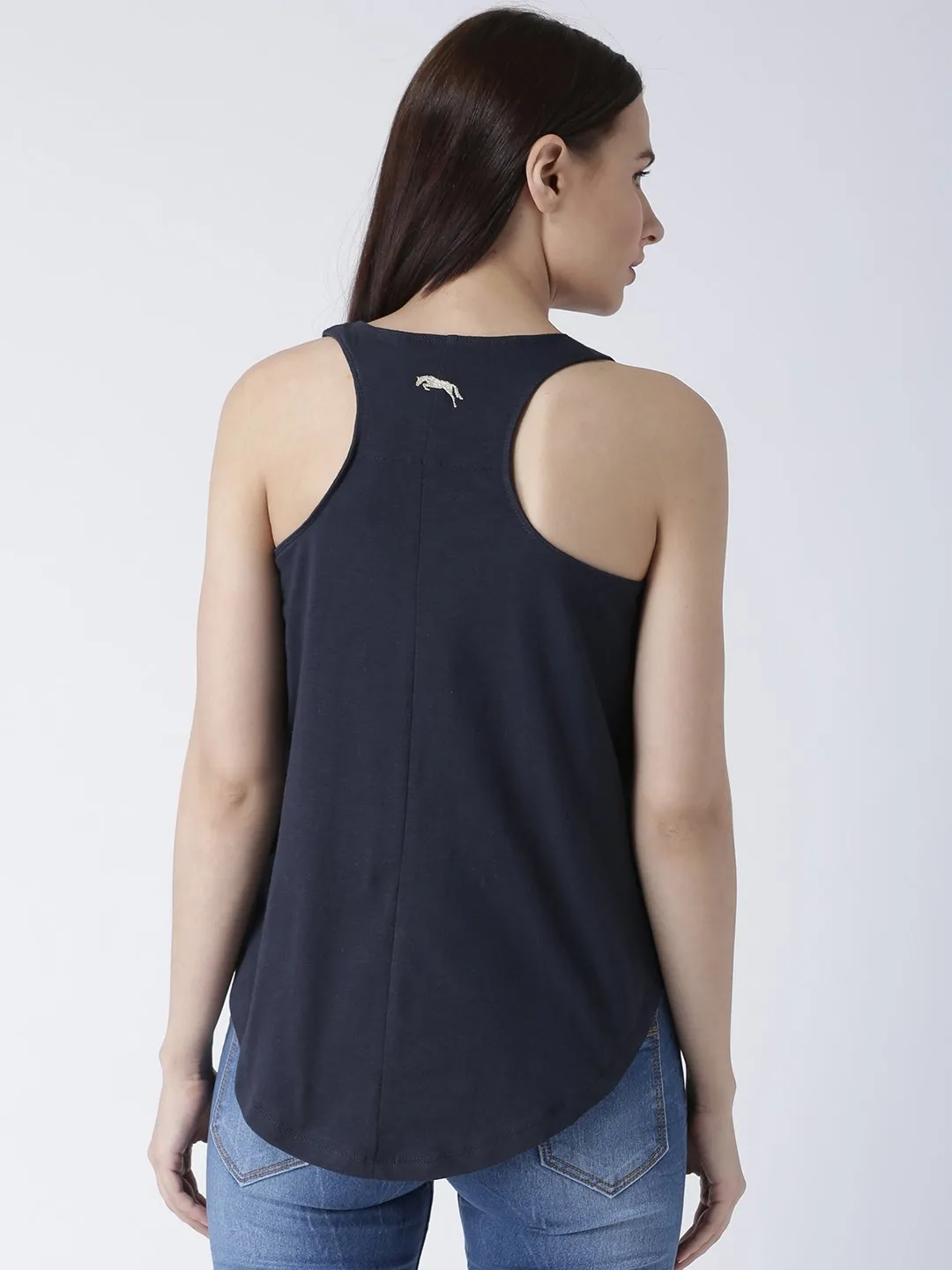 Women Navy Blue Solid Top