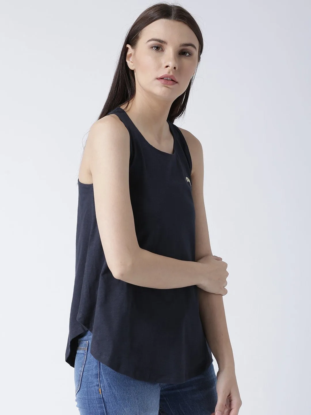 Women Navy Blue Solid Top