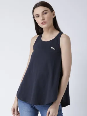 Women Navy Blue Solid Top